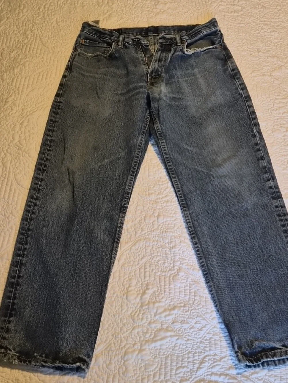 Levi's Men's Distressed Dark Blue Straight Jeans 33x32